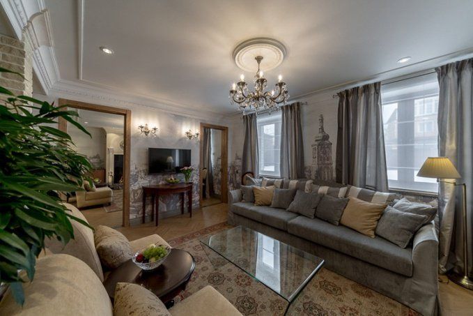 лепнина из полиуретана ORAC DECOR в интерьере гостиной