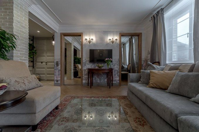 лепнина из полиуретана ORAC DECOR в интерьере гостиной