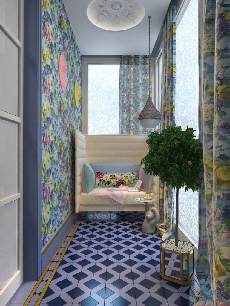 балкончик с тканями Designers Guild из  проекта-визуализации «Когда зима»