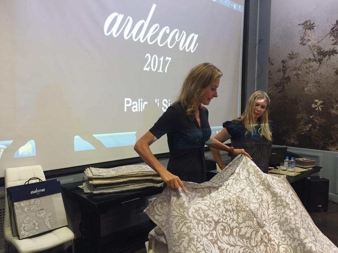 презентация коллекции тканей Palio di Siena от Ardecora в Москве, в Мануфактуре 5 Ампир Декор