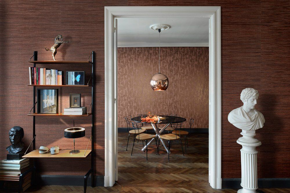 бордовые обои из рафии Omexco, каталог Cobra