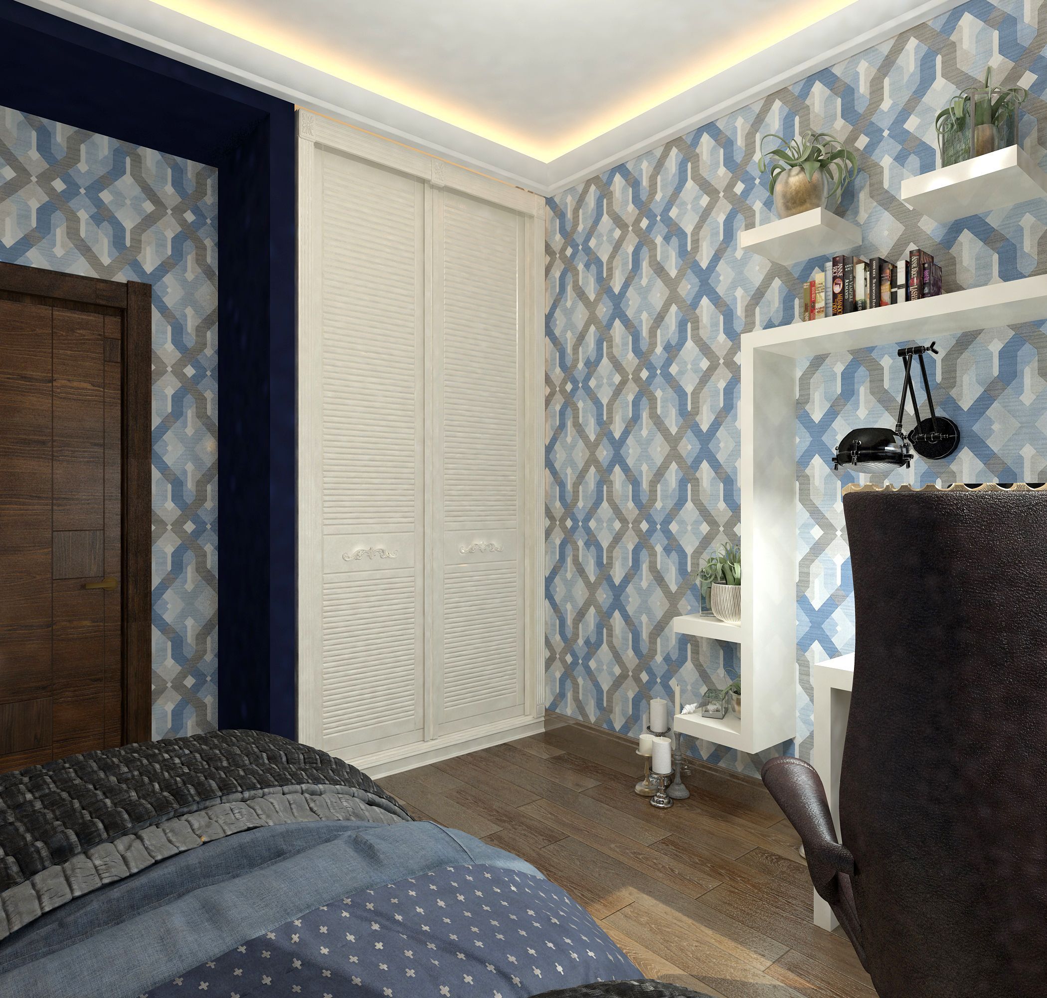 обои Eijffinger, каталог Grenada проект детской комнаты с геометрическими обоями Eijffinger из коллекции Grenada