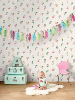 Обои с забавными пчелками для малышей из коллекции Alphabet от Khroma Zoom