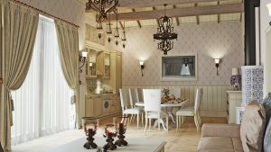 Гостевой дом Вартемяги, гостиная в прованском стиле, дизайнер: Светлана Маслова