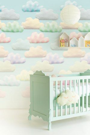 Нежные обои с облаками для комнаты новорожденного, коллекция Tout Petit 