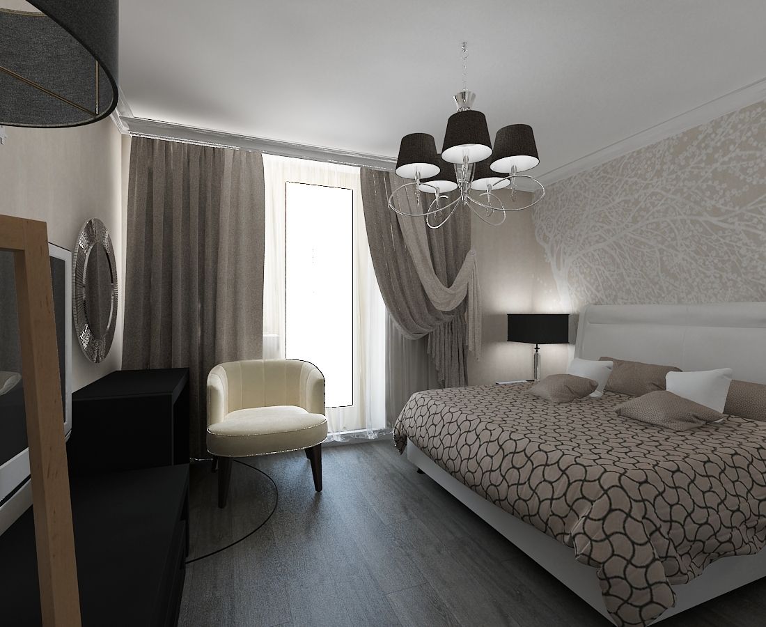 спальня в оттенках серого, дизайнер Елена Андрианова