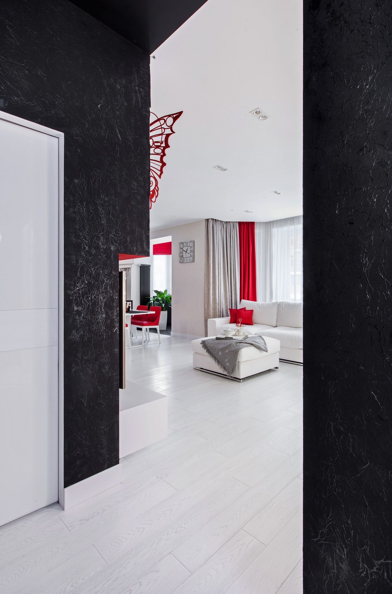 соединение холла и гостиной, фрагмент интерьера Алены Горской