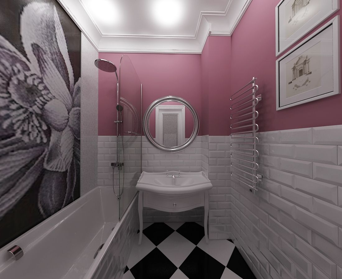 акцент на стены в ванной, дизайнер проекта Елена Андрианова