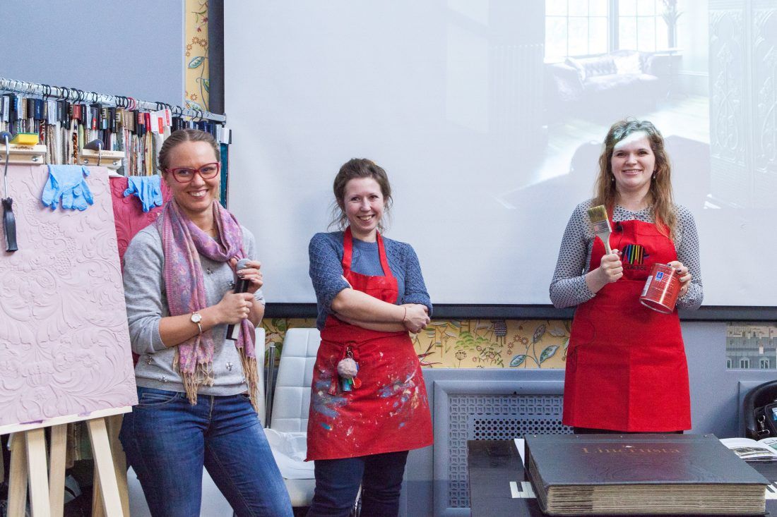 мастер-класс по декорированию Lincrusta красками Sherwin-Williams в Центре Дизайна Мануфактура 5 Ампир Декор