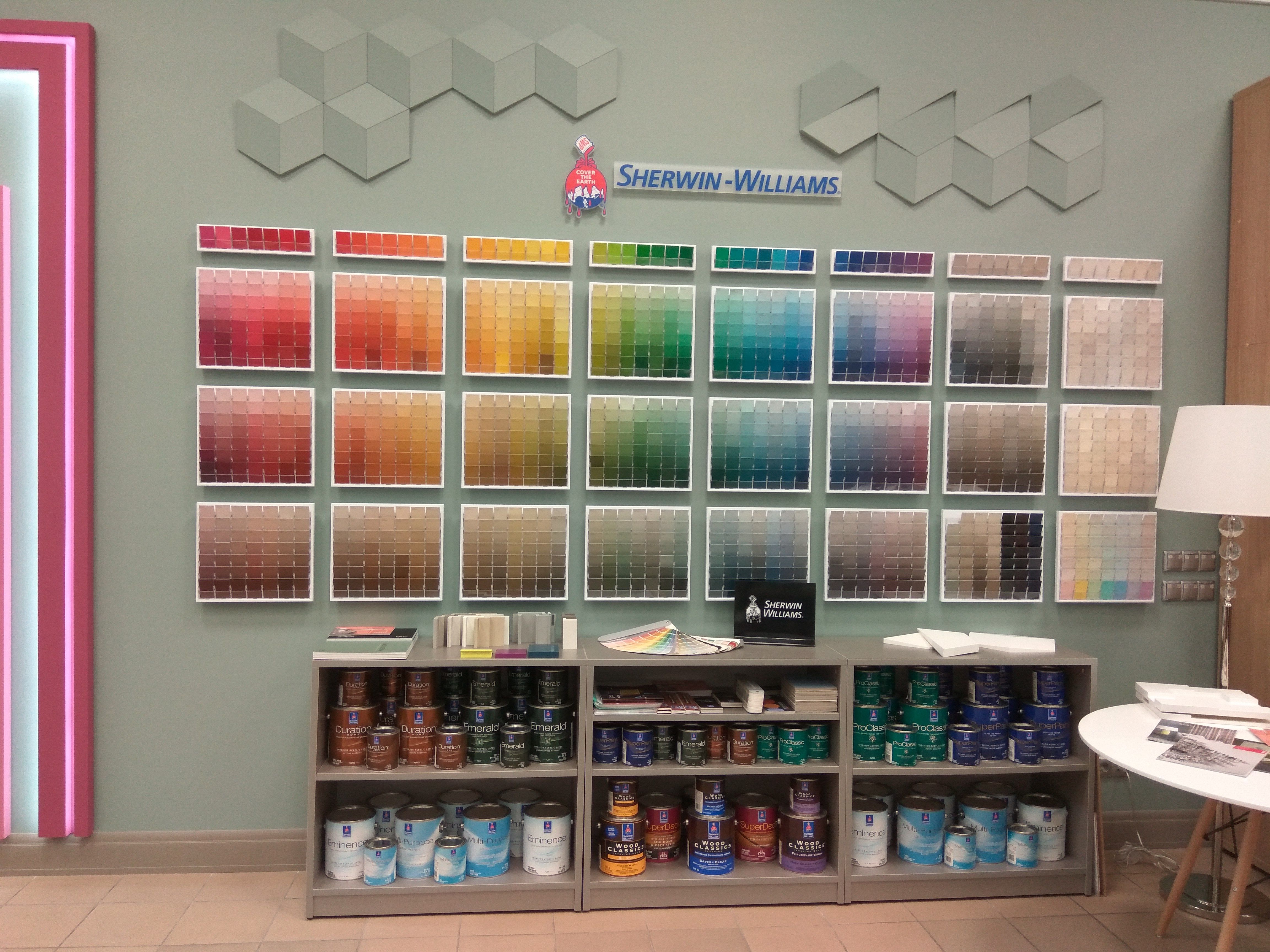 образцы выкрасов Sherwin-Williams на лепнине Modern в салоне Ампир Декор, Санкт-Петербург