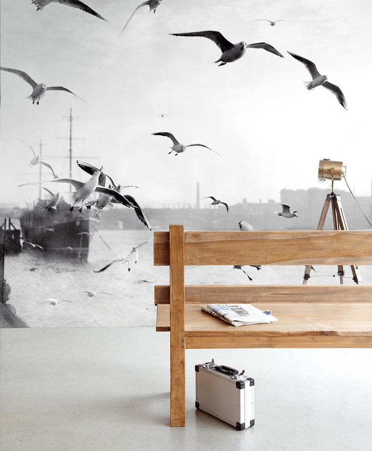 фотопанно с чайками в морском порту, коллекция Wallpower Wonders