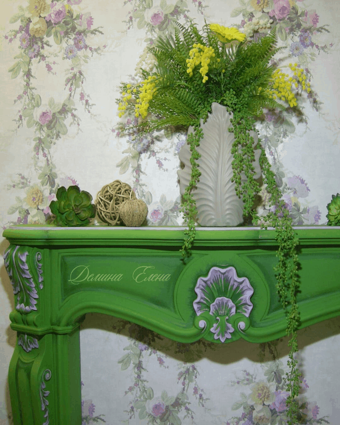 роспись камина, выполненная Еленой Деминой