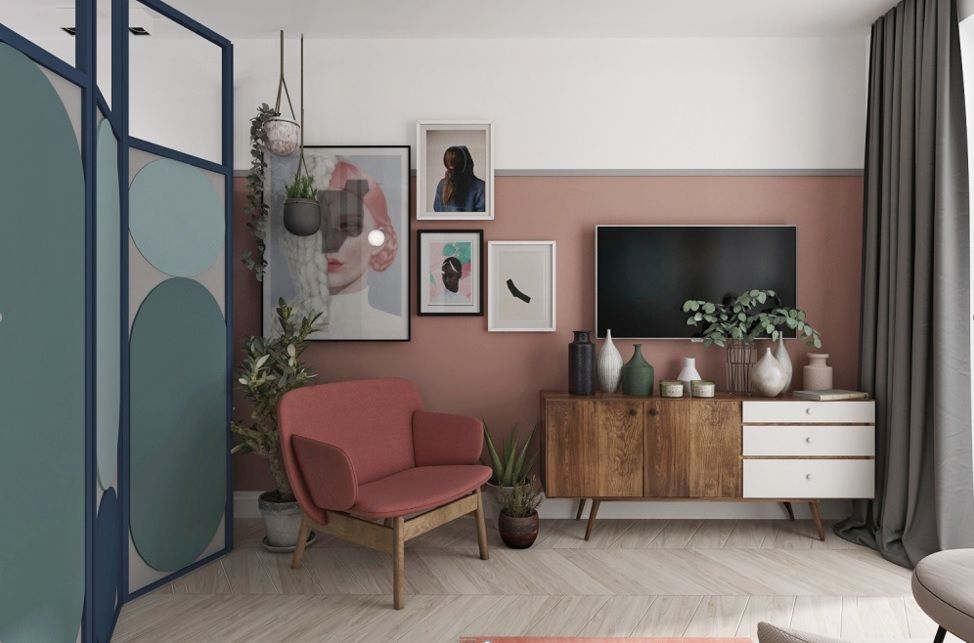 прием с цветом на потолке, дизайнер Оксана Лисоветченко