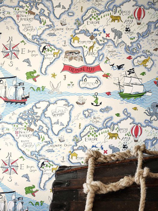 обои с пиратской картой из каталога Abracazoo от Sanderson