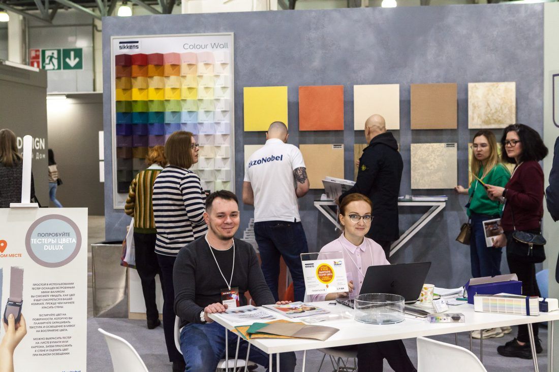 Ампир Декор на выставке BATIMAT RUSSIA 2020, стенд с красками AkzoNobel