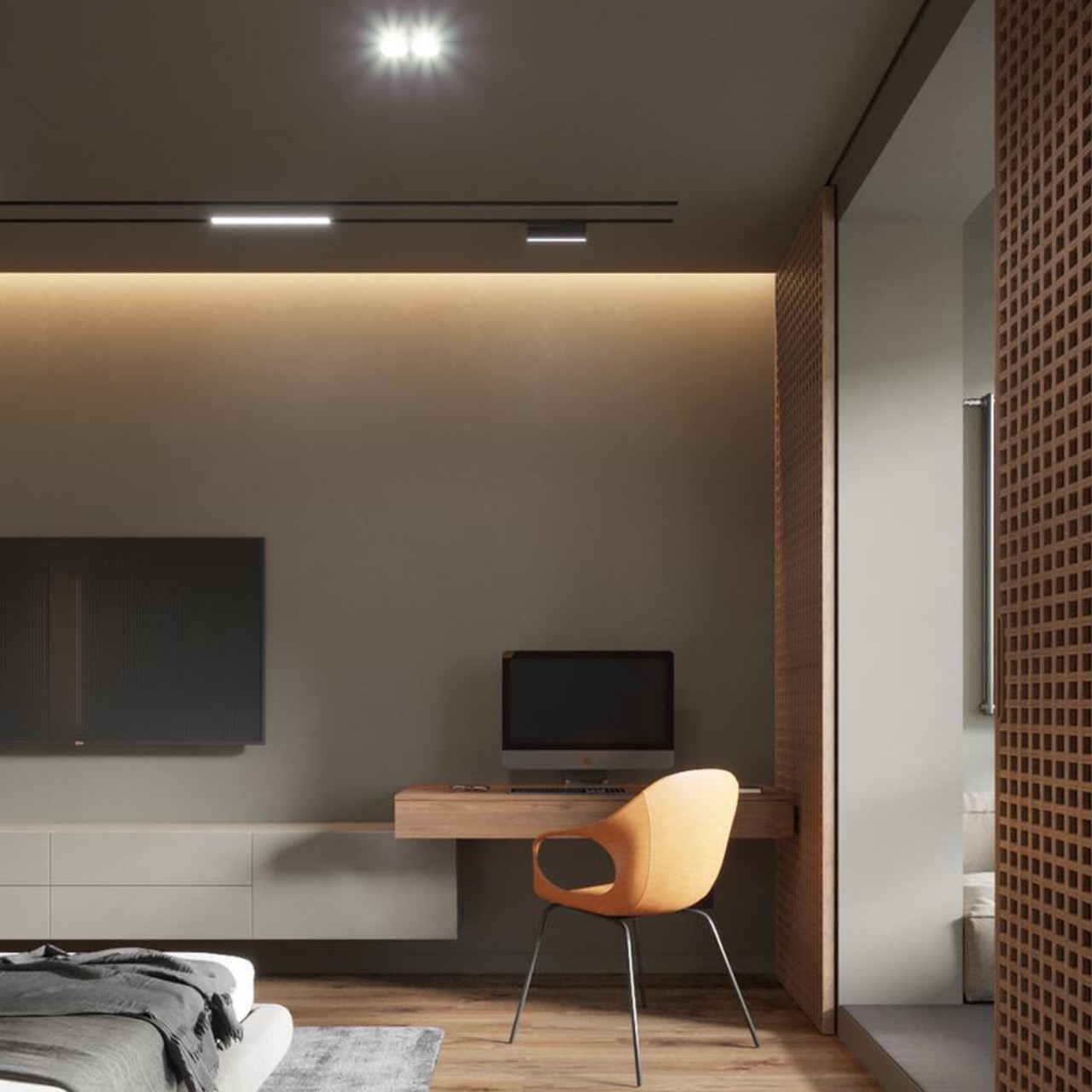 рабочая зона в спальне